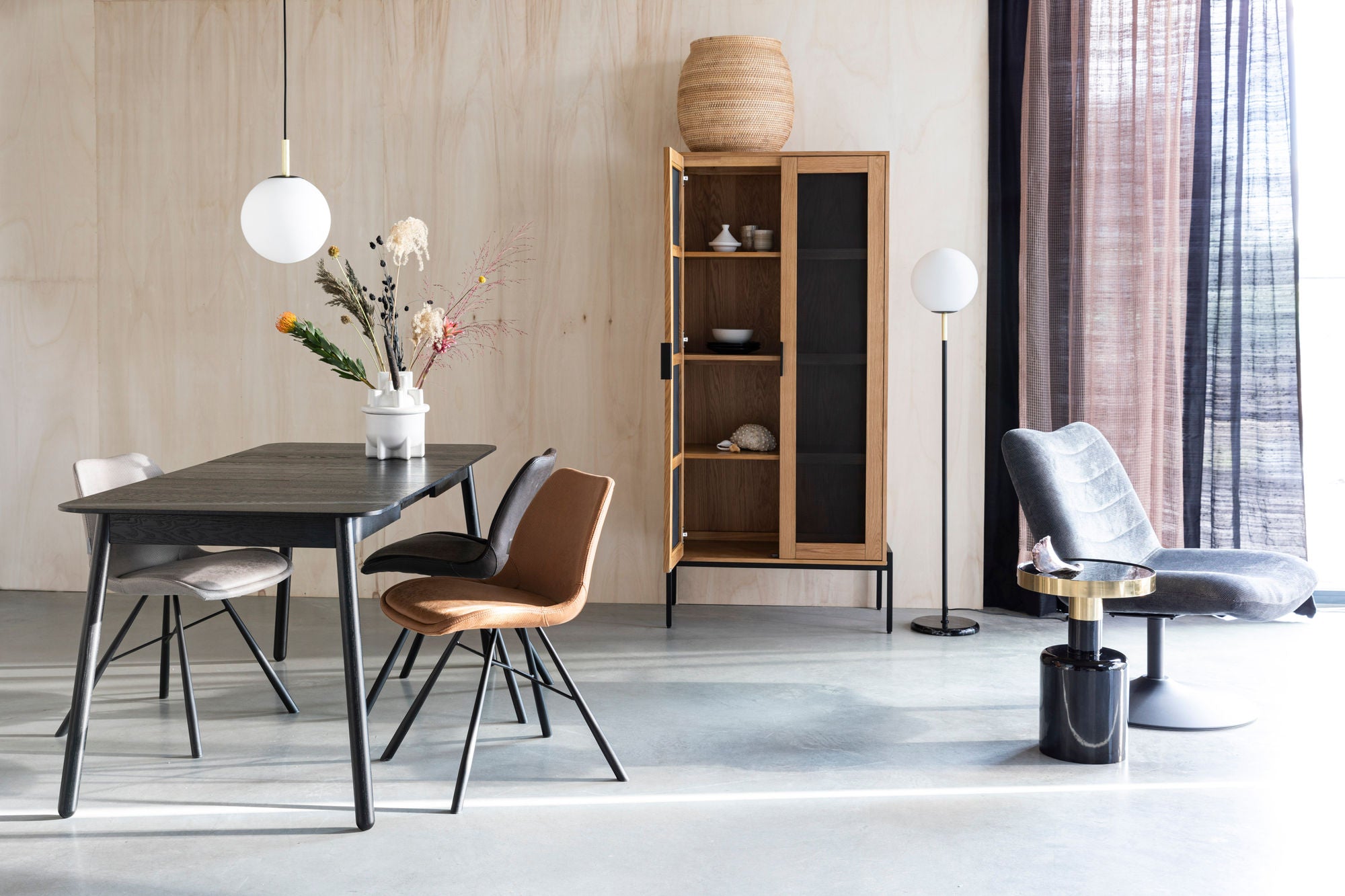 Zuiver Glimps Black Wood Extending Dining Table